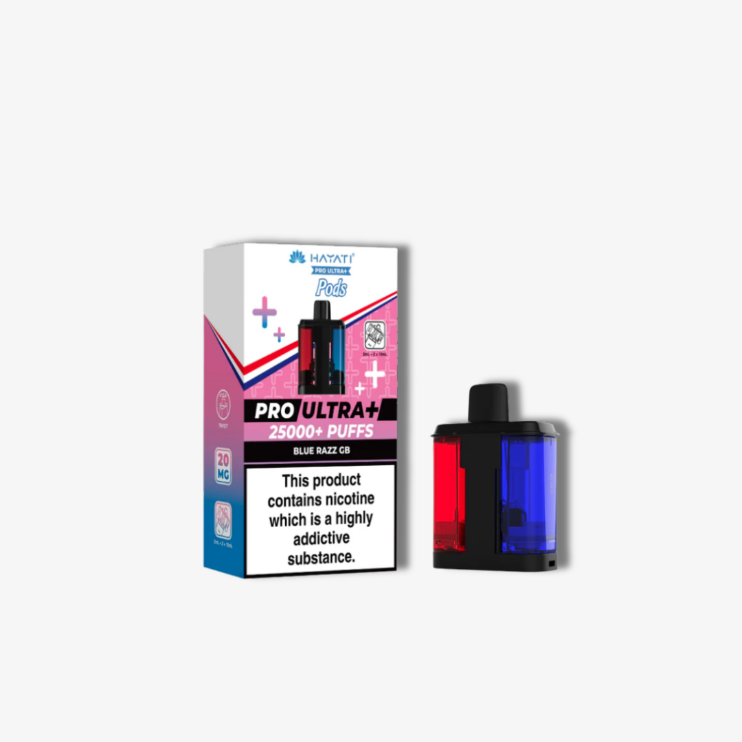 Hayati Pro Ultra Plus 25k Prefilled Pods Blue Razz GB vape device