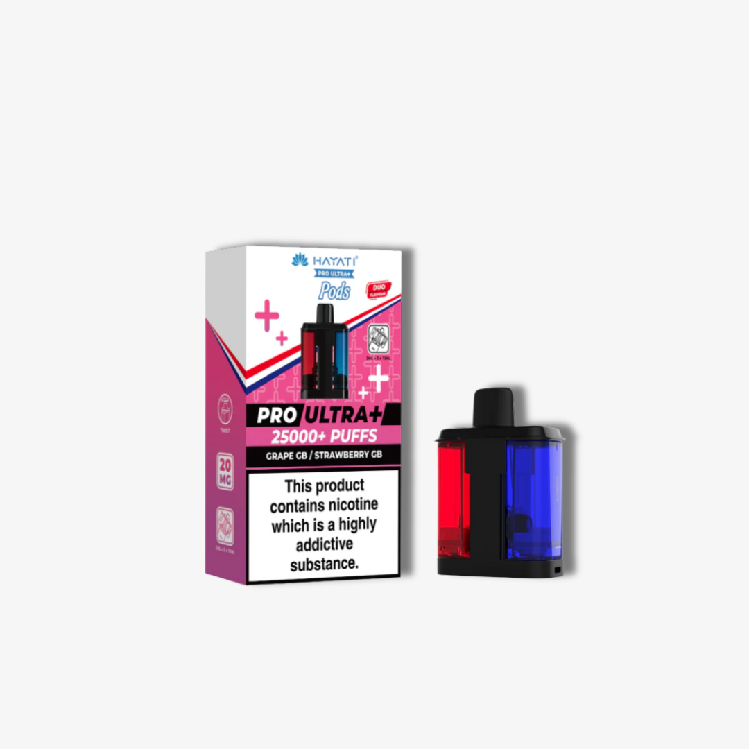 Hayati Pro Ultra Plus 25k Prefilled Pods Grape GB/Strawberry GB vape device