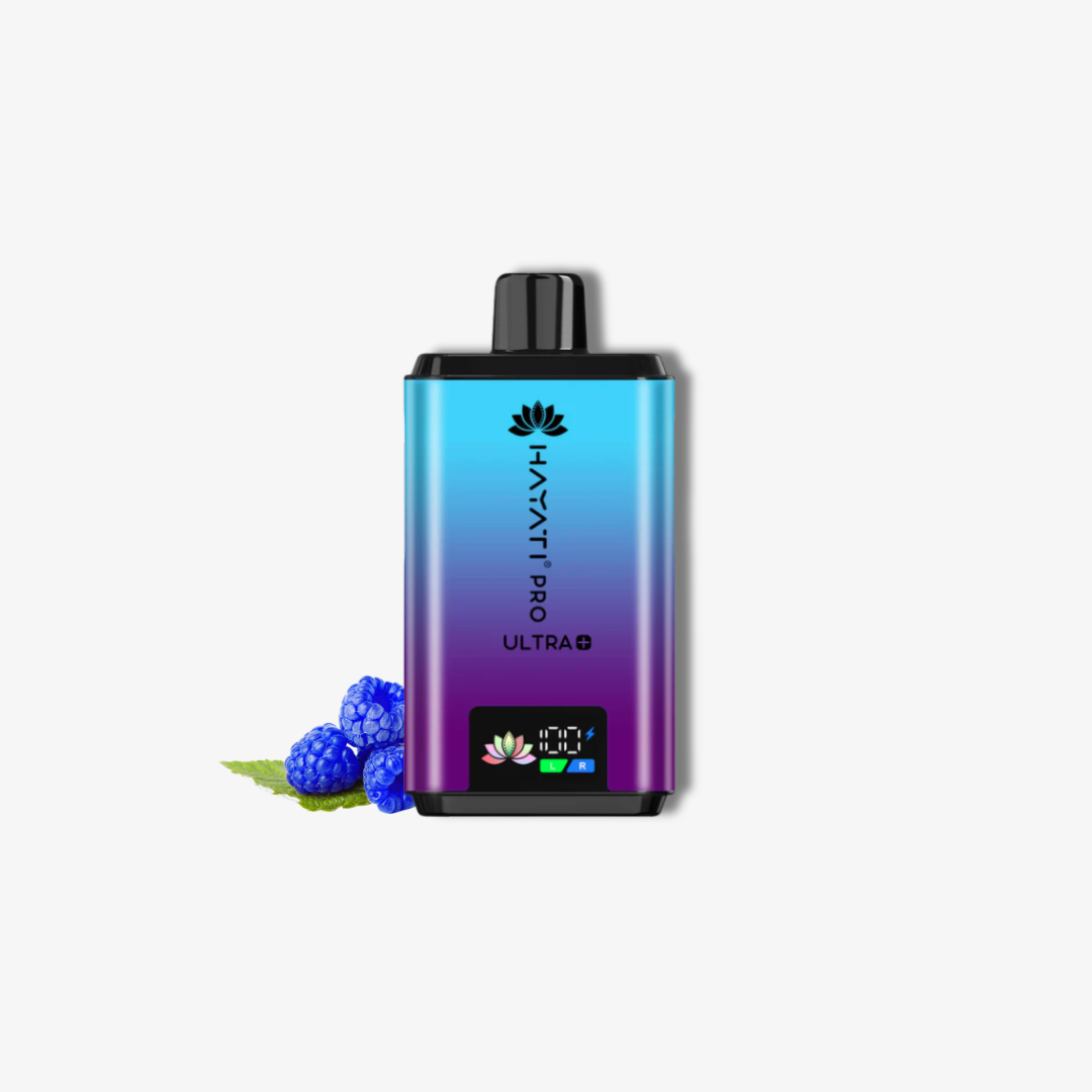 Hayati Pro Ultra Plus 25k Puffs Vape Kit Blackcurrant Cotton Candy and Blue Raspberry vape device