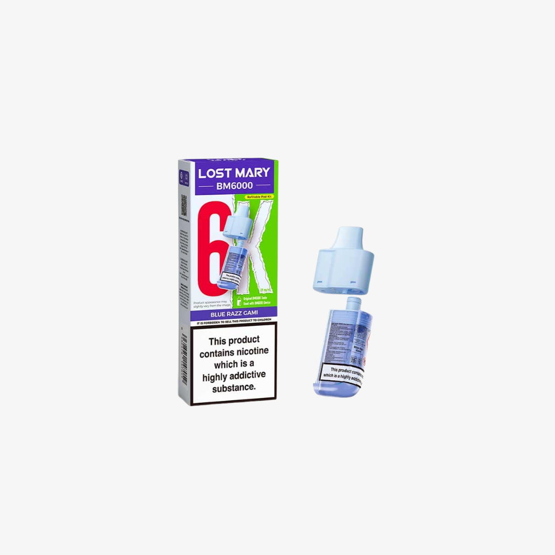 Lost Mary BM6000 Blue Razz Gami Prefilled Vape Pods - 20mg