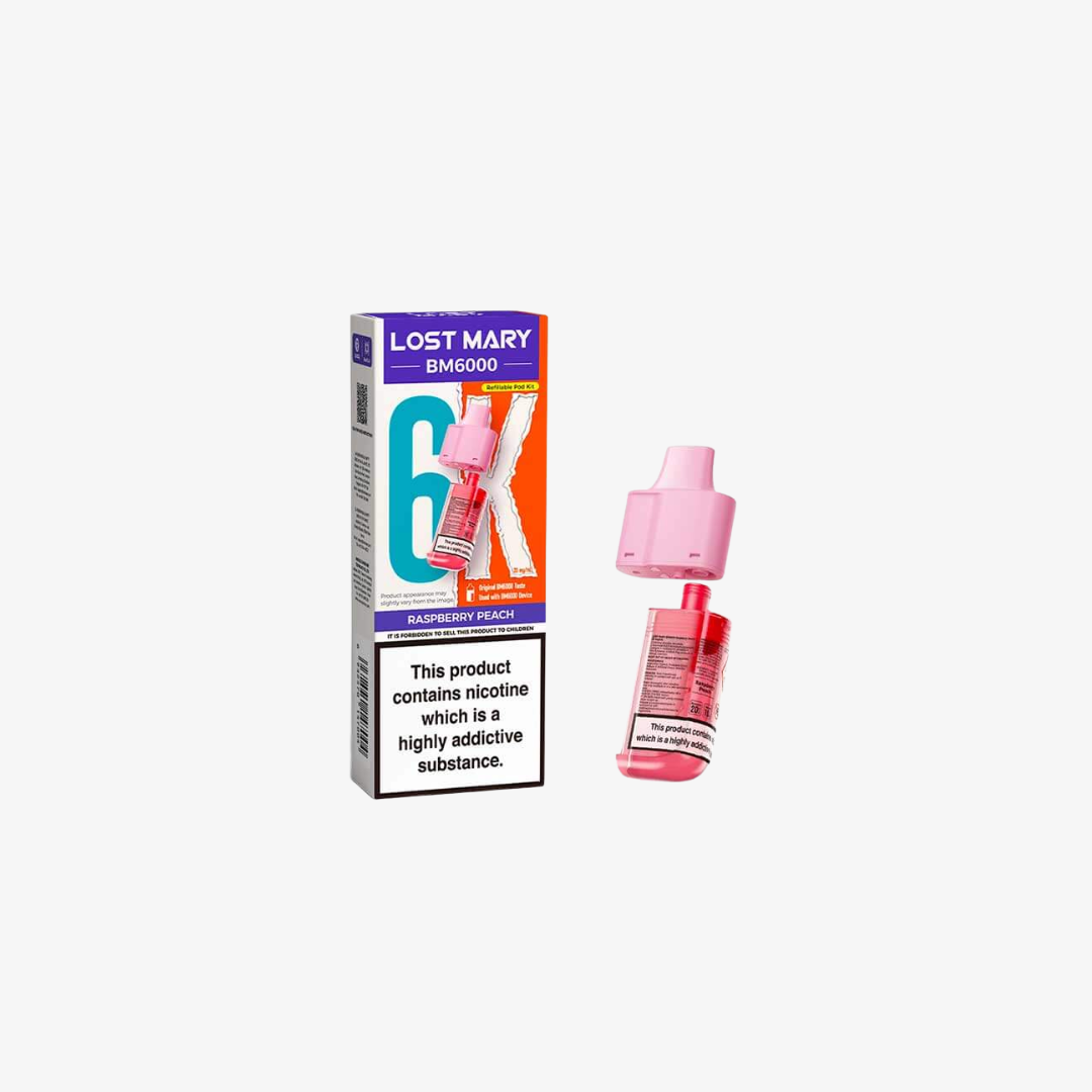 Lost Mary BM6000 Raspberry Peach Prefilled Vape Pods - 20mg