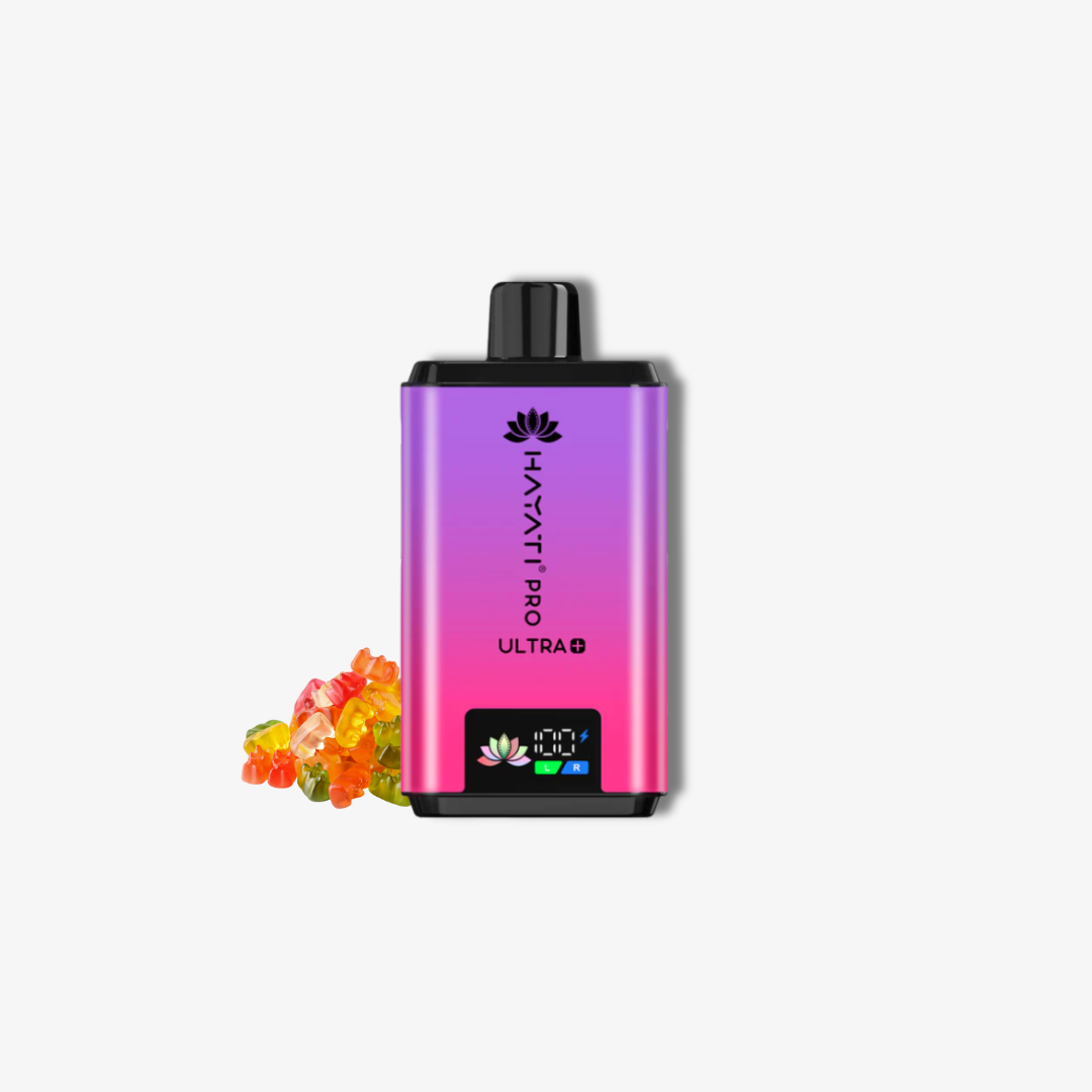 Hayati Pro Ultra Plus 25k Puffs Vape Kit Grape Gummy Bear and Strawberry Gummy Bear vape device